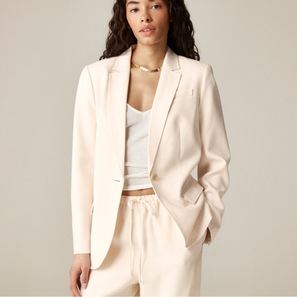 J. Crew Alfie Cream Blazer Jacket In Denim Stripe